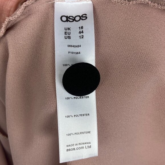 NWT ASOS Blush Pink Ruffle Front Button Down Dress Size 12 New W Tags Shift Boho - Picture 6 of 13